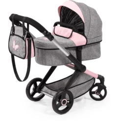 Bayer Design Kombi-Puppenwagen Xeo Grau/Rosa