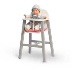 MUSTERKIND® Puppenhochstuhl Viola, Grau/weiß/altrosa